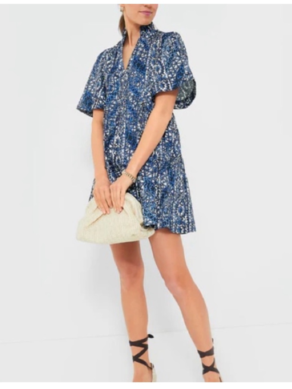 Tuckernuck Blue Paisley Short-Sleeve Mini Dress